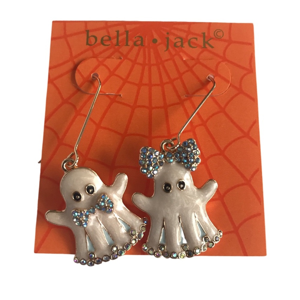 Ghost Crystal Drop Style Halloween Earrings By Bella Jack New On Card